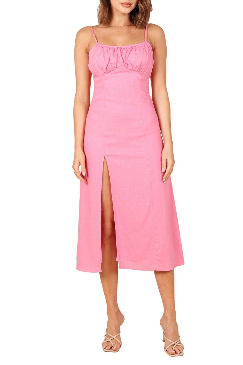 Krystal Side Slit Sleeveless Midi Dress, Main, color, HOT PINK