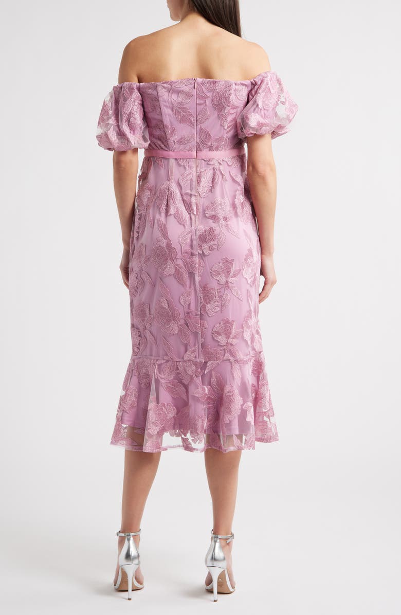 Sam Edelman Embroidered Off the Shoulder Tie Waist Midi Dress, Alternate, color, Rose