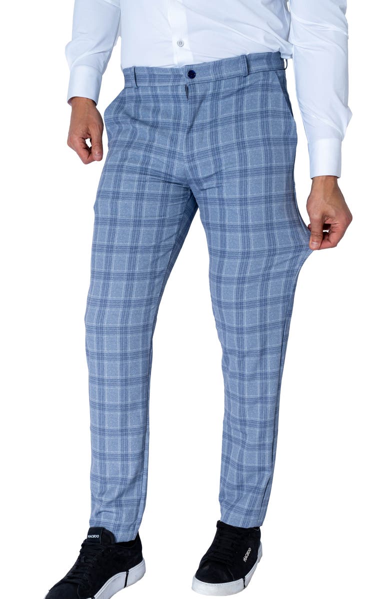 Maceoo Plaid Slim Fit Pants, Alternate, color, Grey