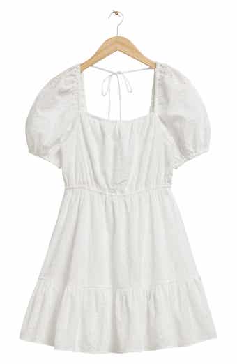 & Other Stories Puff Sleeve Organic Cotton Eyelet Dress