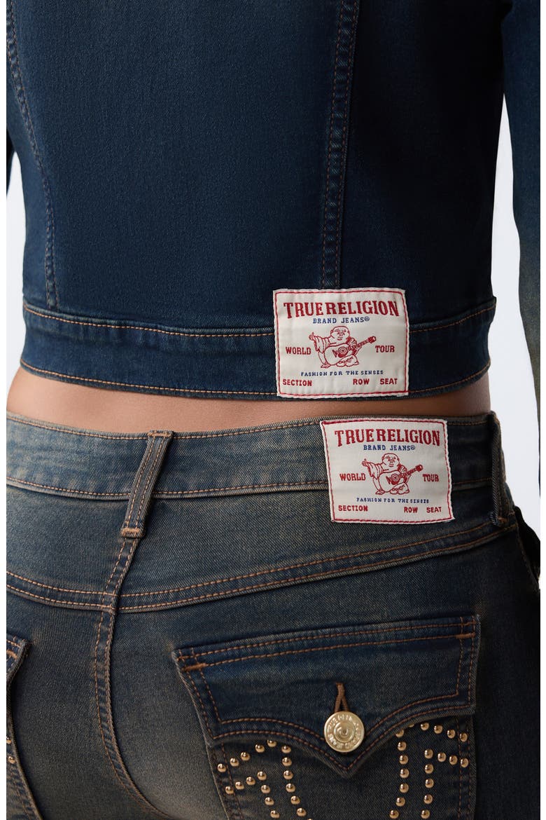 Studded Cropped Trucker Jacket, Alternate, color, DARK ECLIPSE WASH