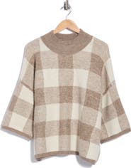 Bobeau Boxy Mock Neck Sweater