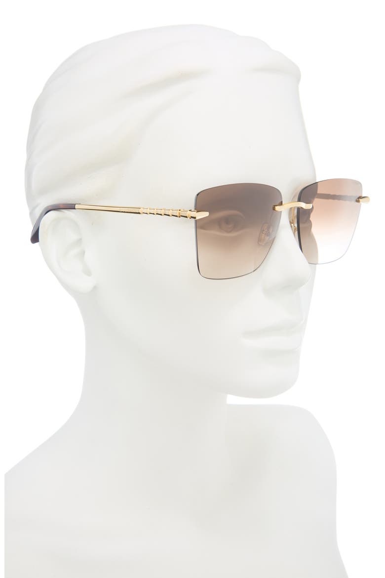 Serpenti Viper Rimless Square Sunglasses, Alternate, color, SHINY ENDURA GOLD / BROWN