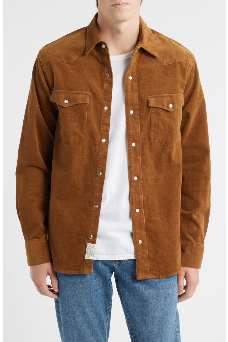 Cotton Corduroy Western Shirt, Main, color, TOBACCO
