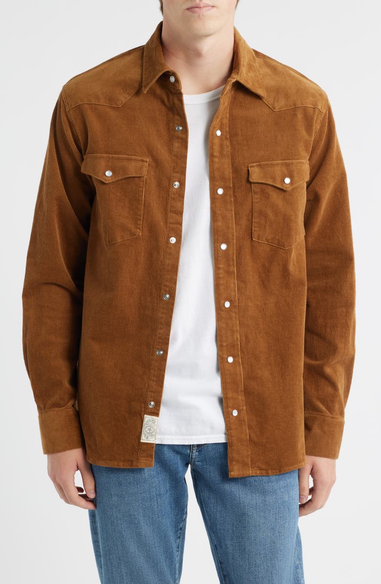 Schott NYC Cotton Corduroy Western Shirt, Main, color, Tobacco