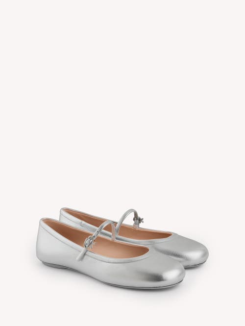 Gianvito Rossi Carla Nappa Silk Washed Ballerina In Silver