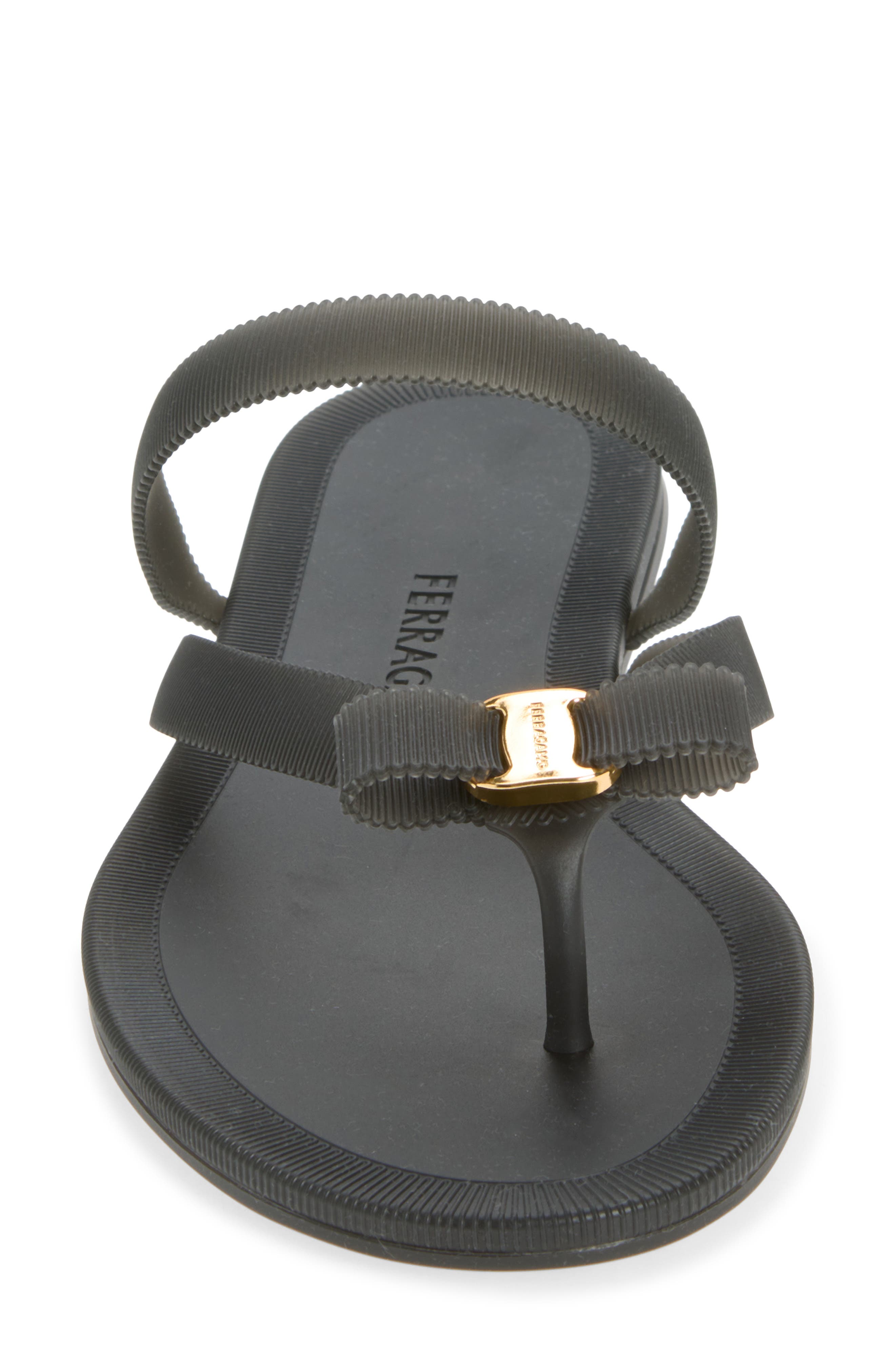 FERRAGAMO Vara Bow Jelly Sandal, Alternate, color, Nero Nero Giove