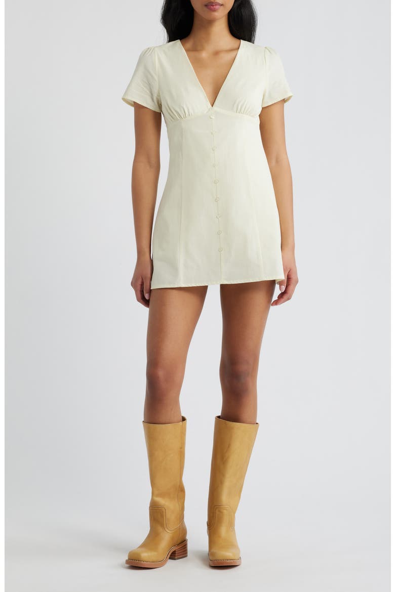 Loveliness Lemon Skirted Cotton Romper, Main, color, LEMON