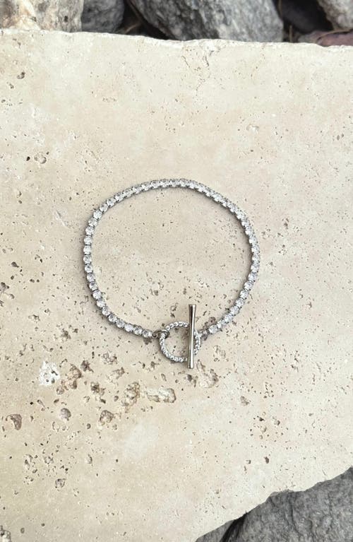Adornia Crystal Toggle Tennis Bracelet In Silver