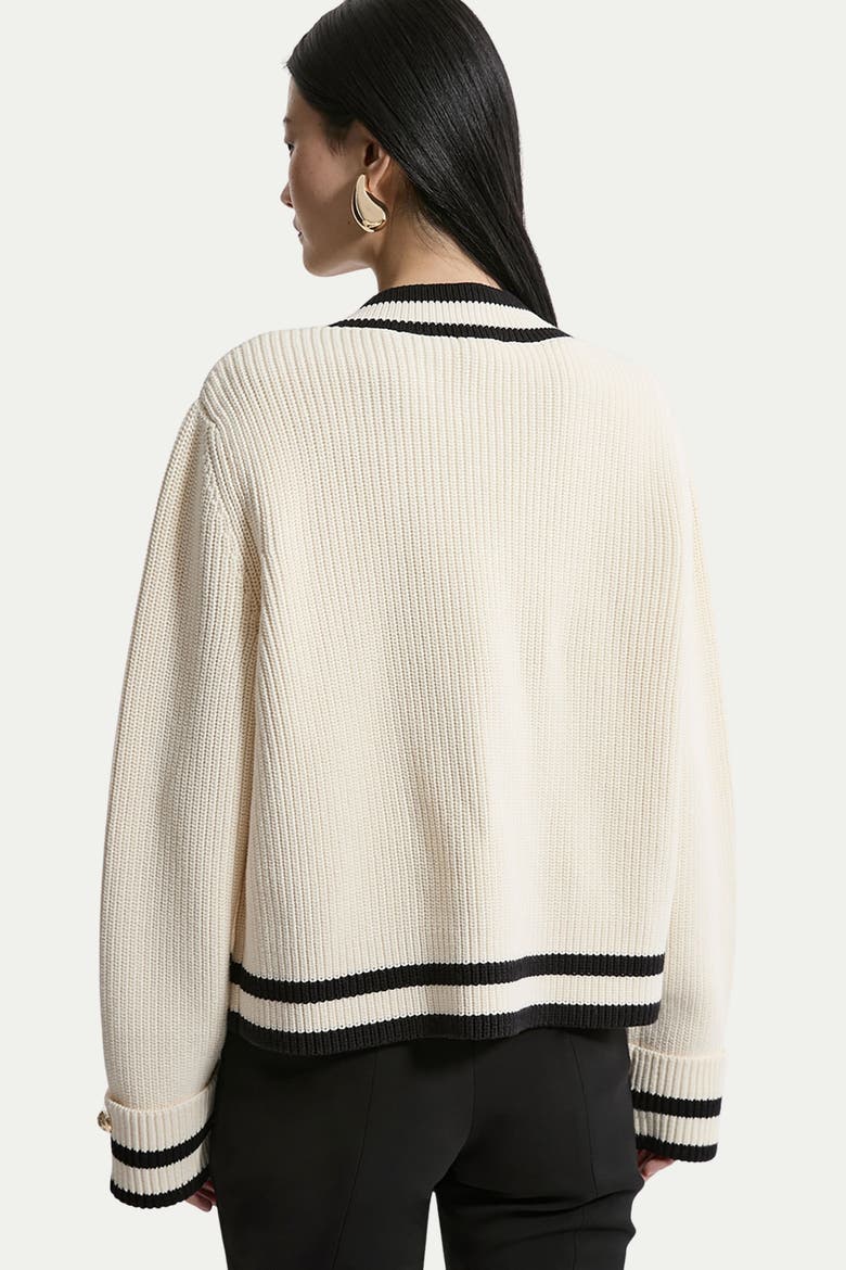 Cotton V-Neck Knit Boxy Jumper, Alternate, color, Ivory