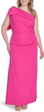 Eliza J Bow Detail One-Shoulder Gown