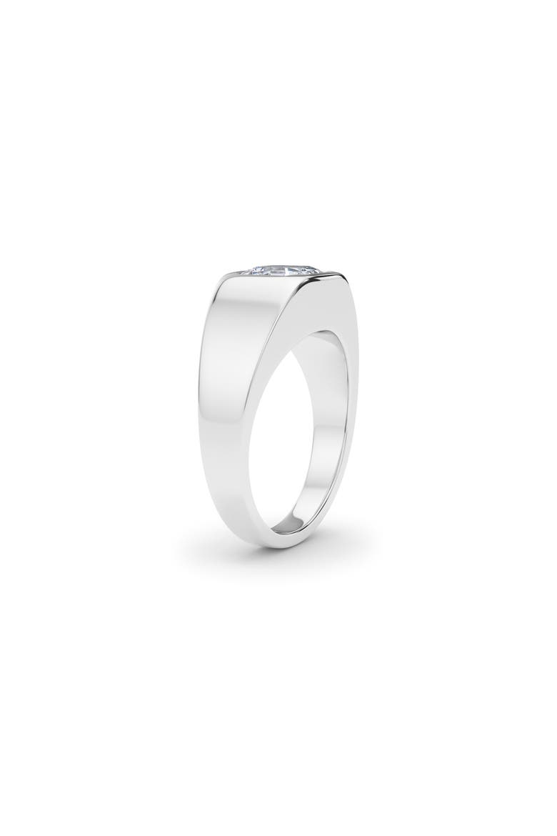 Men's Asscher Cut Lab Created Diamond Signet Ring, Alternate, color, 18K WHITE GOLD
