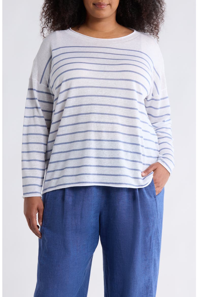 Organic Linen & Organic Cotton Crewneck Sweater, Main, color, HAZE