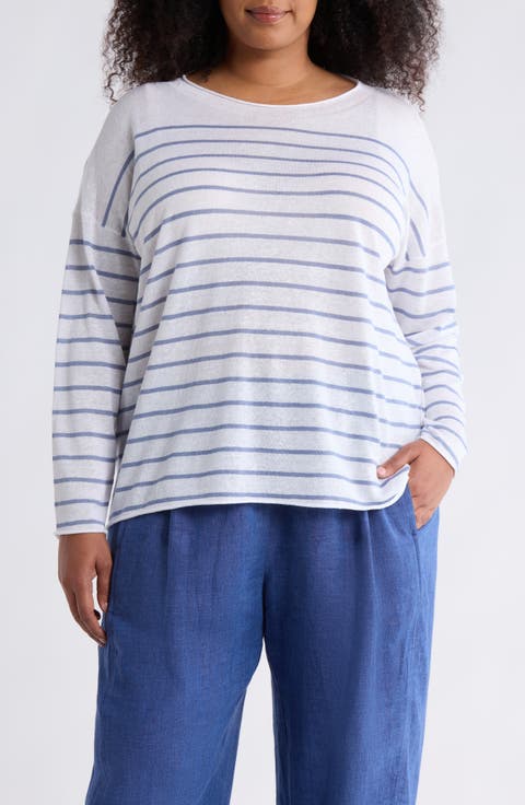 Organic Linen & Organic Cotton Crewneck Sweater (Plus)