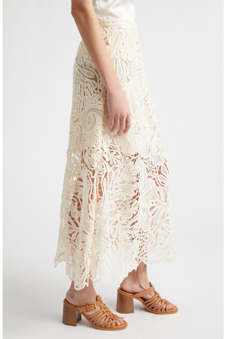 Gallina Corded Lace Midi Skirt, Alternate, color, CHALK