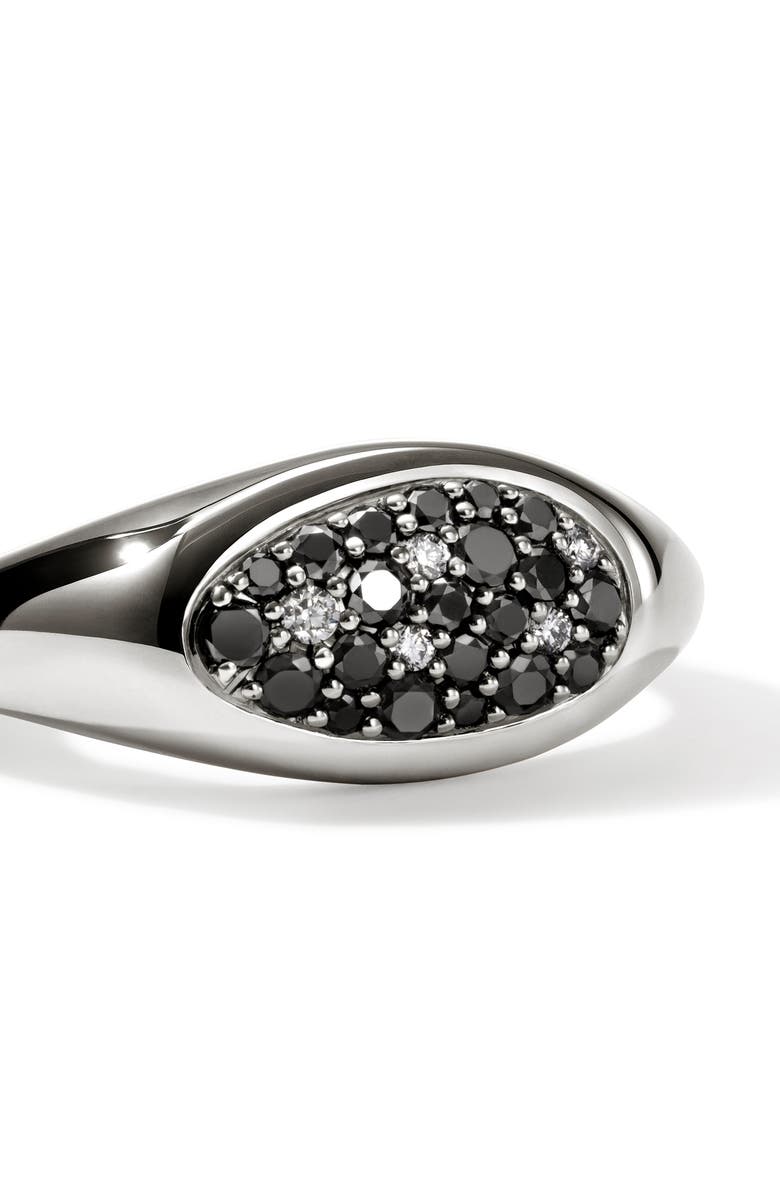 John Hardy Pebble Ring, Sterling Silver, Black Sand Diamond Pavé, Alternate, color,