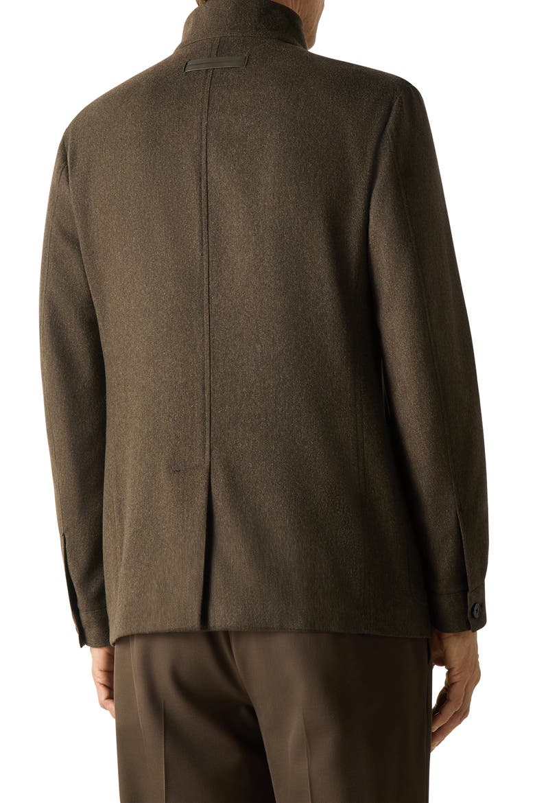 Cashmere Stand Collar Jacket, Alternate, color, DARK OLIVE GREEN