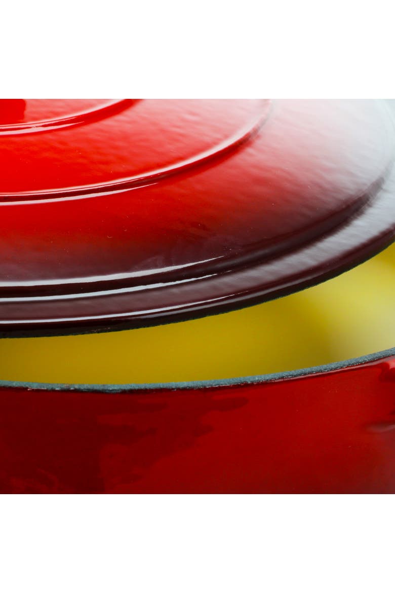 Enameled Cast Iron 5 Quart Round Braiser Pan with Self Basting Lid, Alternate, color, Red