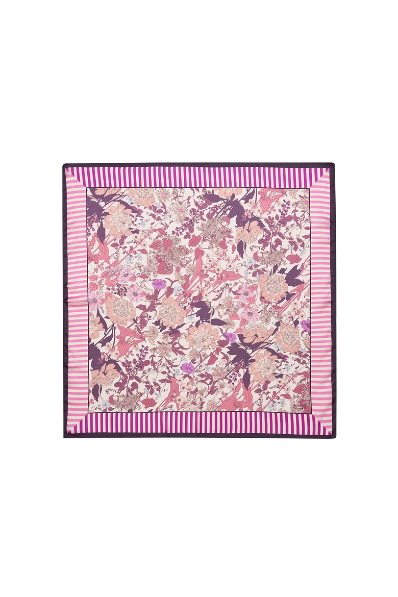 Deco Blooms Candy Stripe Square Scarf, Main, color, Pink