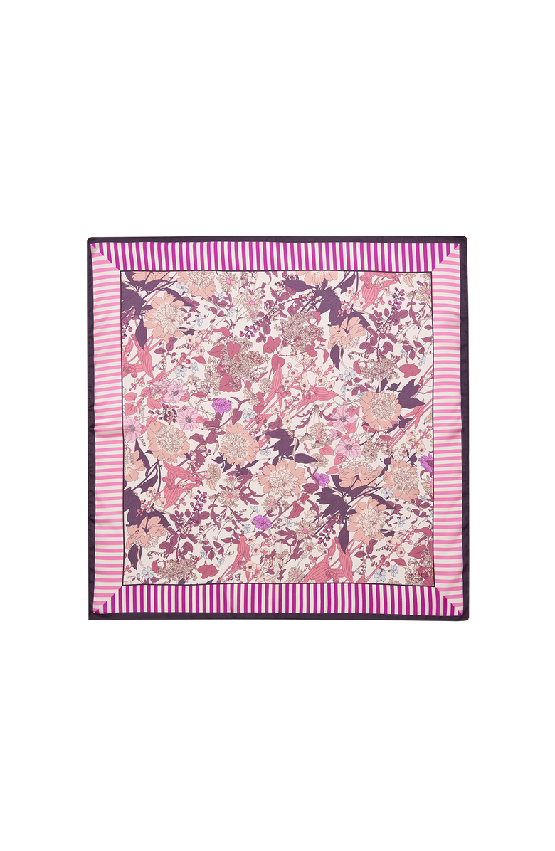Fable England Deco Blooms Candy Stripe Square Scarf, Main, color, Pink