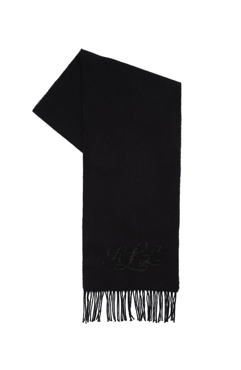 Lauren Ralph Lauren Beaded Logo Scarf, Alternate, color, Black