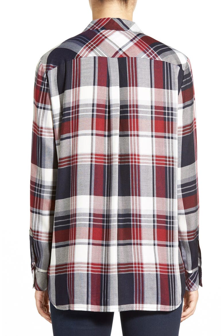 'Nora' Plaid Cotton Shirt, Alternate, color, MARSALA