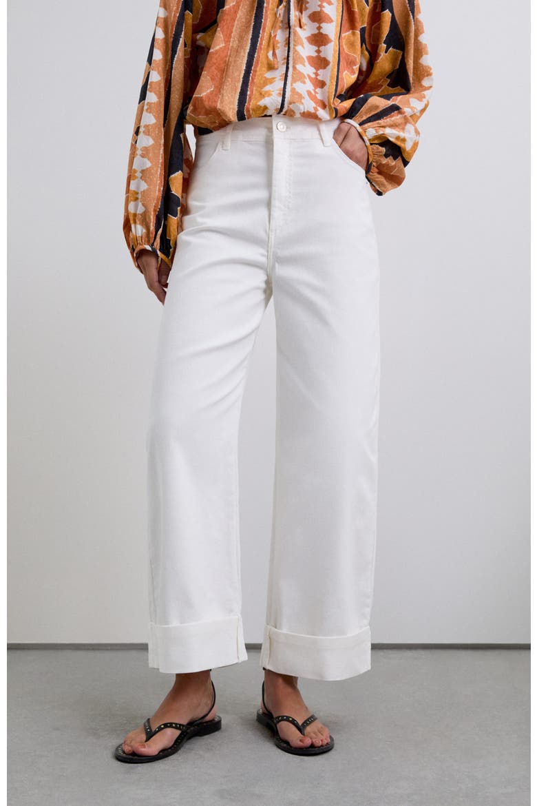 Folded Denim Pant, Main, color, White