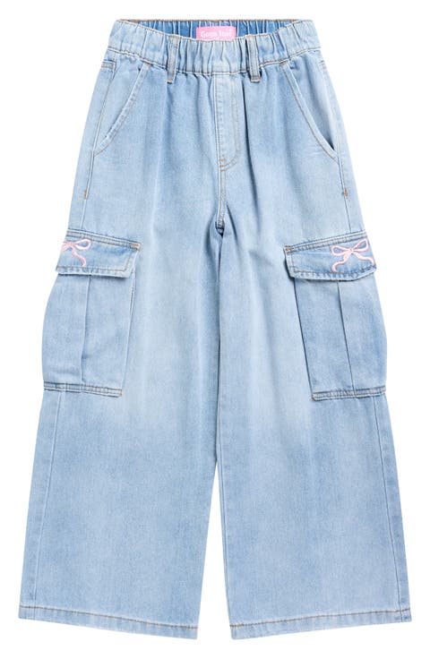 Kids' Bow Embroidered Cargo Jeans (Big Kid)