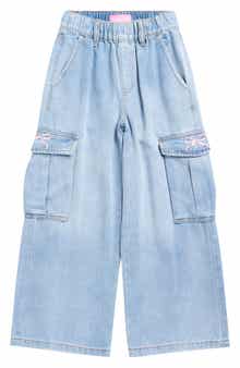 GOGO STAR Kids' Bow Embroidered Cargo Jeans