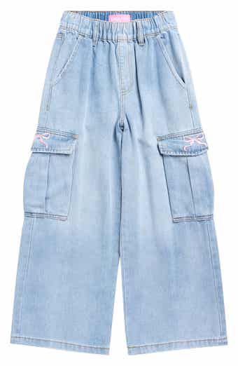GOGO STAR Kids' Bow Embroidered Cargo Jeans