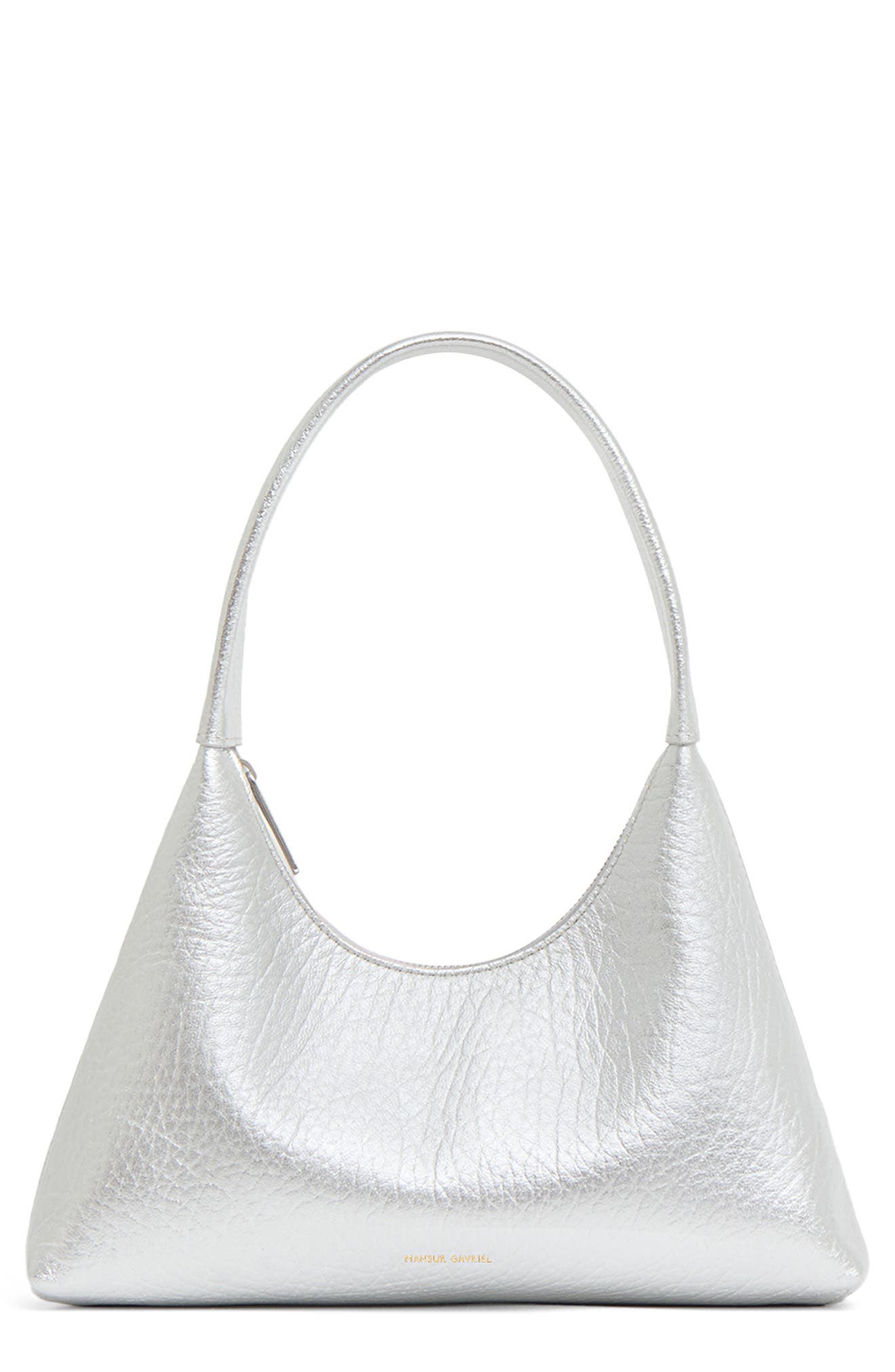 Mansur Gavriel Mini Candy Metallic Leather Shoulder Bag, Main, color, Silver