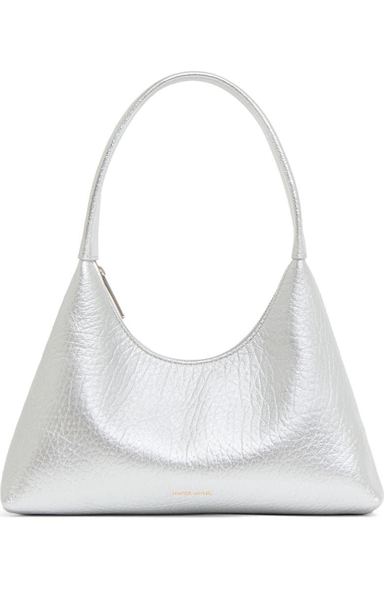 Mansur Gavriel Mini Candy Metallic Leather Shoulder Bag, Main, color, Silver