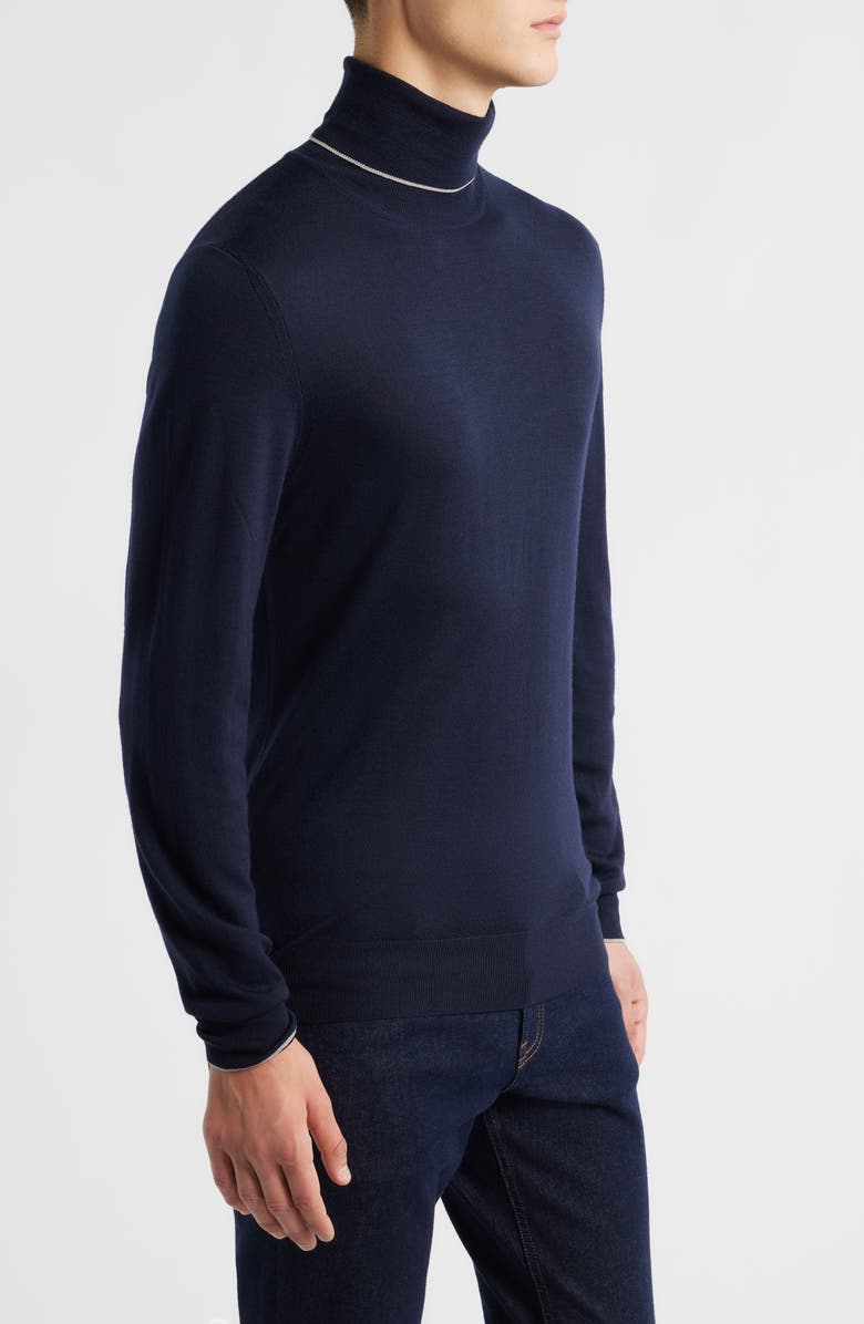 Canali Turtleneck Wool Sweater, Alternate, color, Navy