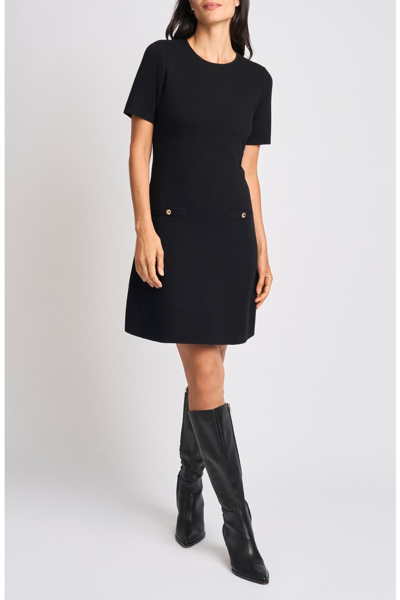 Short Sleeve Minidress, Main, color, RICH BLACK
