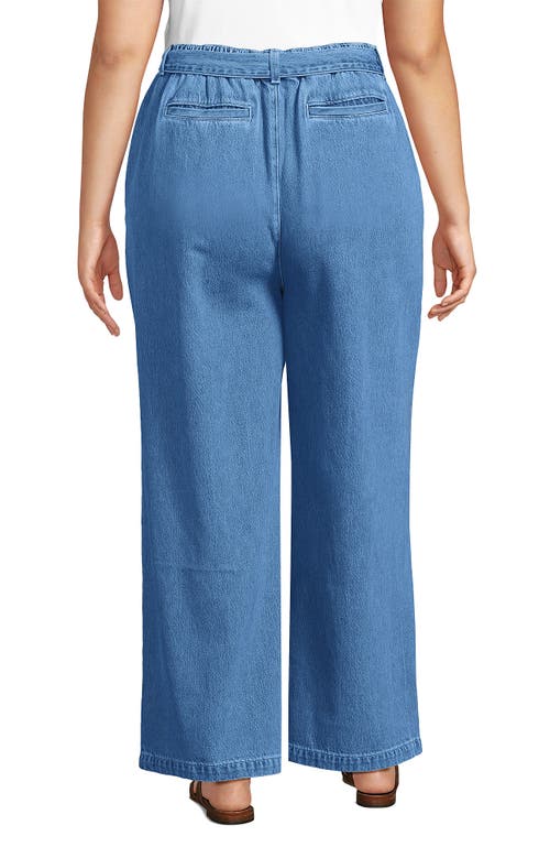 Lands' End High Ridge Twill Pull On Pleated Wide Leg Pants In Hutton Blue Wash