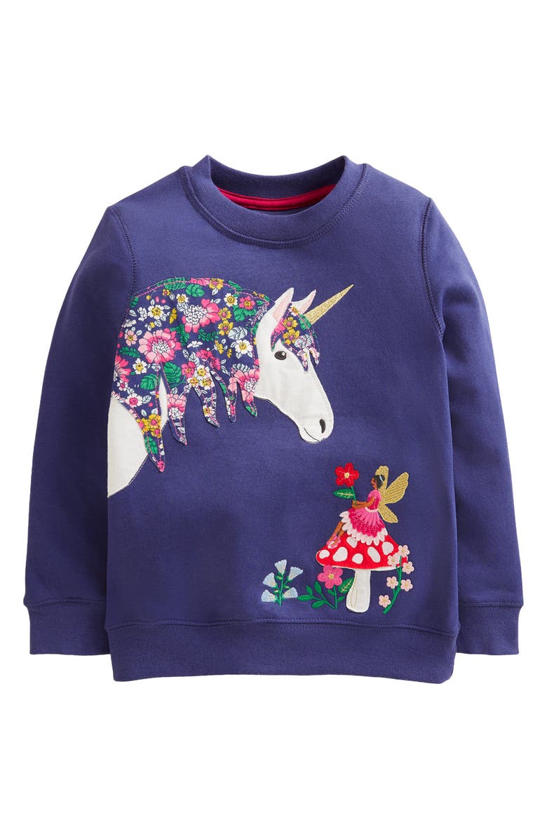 Mini Boden Kids' Cozy Appliqué Sweatshirt, Main, color, 