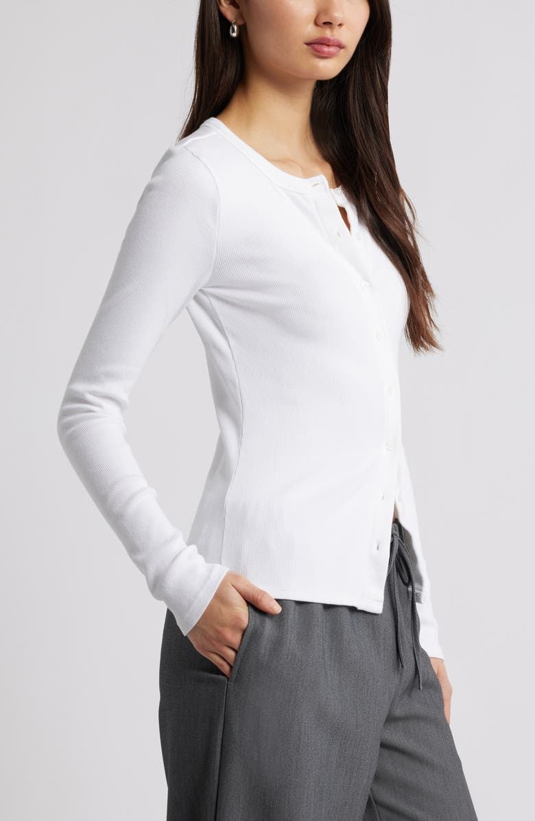 Open Edit Long Sleeve Rib Cardigan, Alternate, color, White