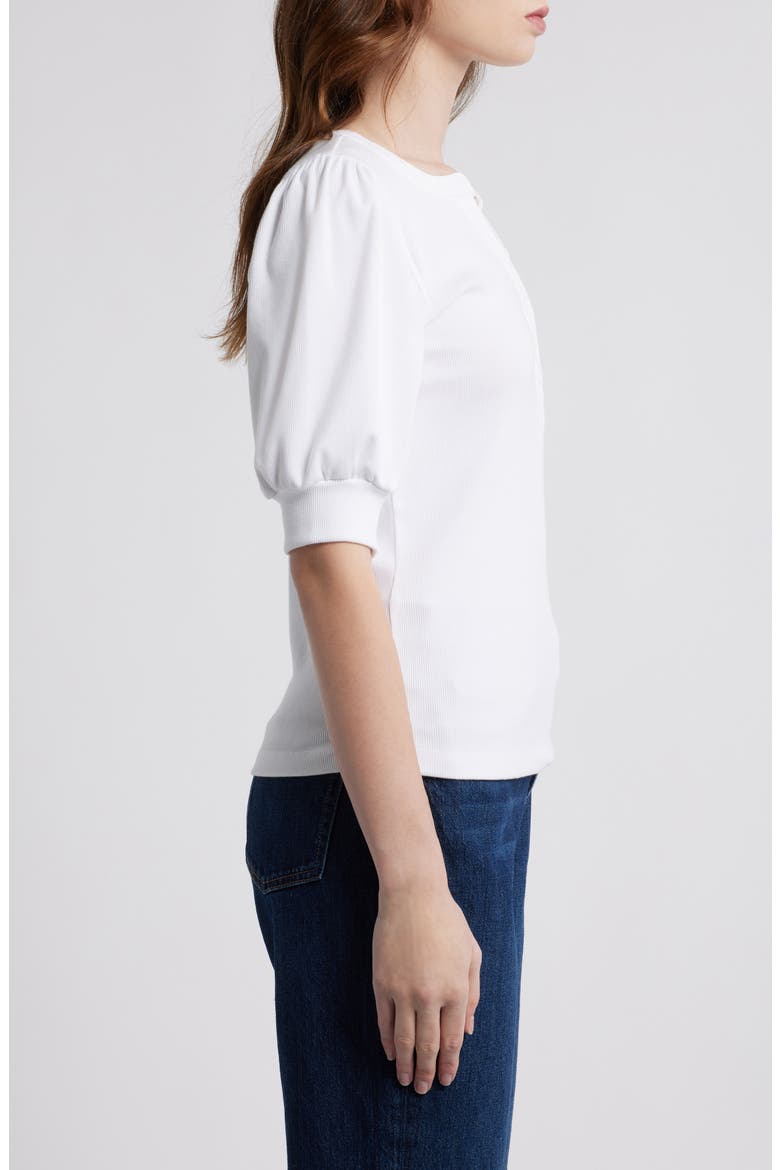 Jewel Puff Sleeve Top, Alternate, color, WHITE RIB