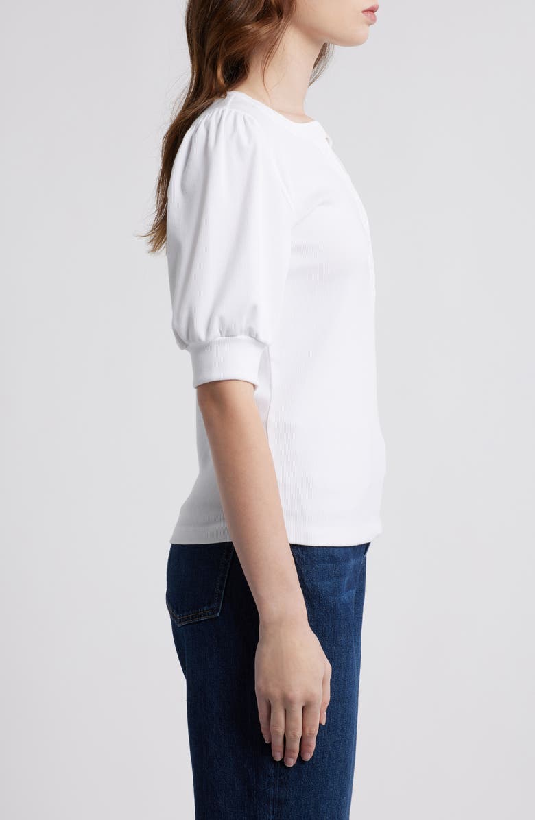 Rails Jewel Puff Sleeve Top, Alternate, color, White Rib