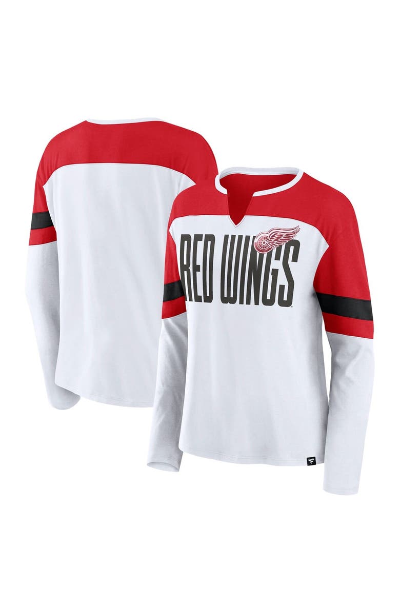 FANATICS Women's Fanatics White/Red Detroit Red Wings Frozen Long Sleeve Notch Neck T-Shirt, Alternate, color, White