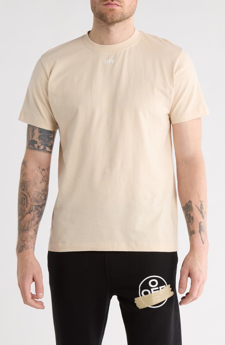 Off-White Brick Arrow Slim Crew T-Shirt, Main, color, Beige And White