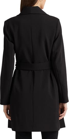 Lauren Ralph Lauren Drape Lapel Crepe Belted Coat | Nordstrom