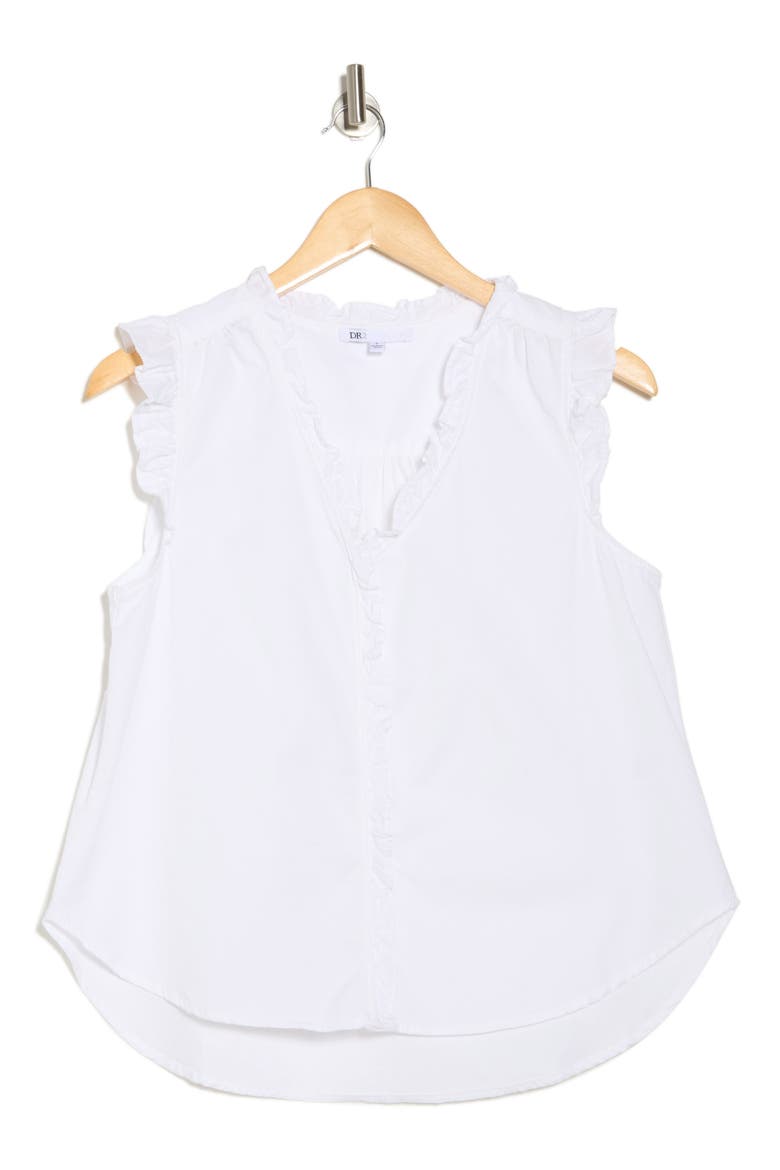 Ruffle Button-Up Top, Alternate, color, NEW WHITE