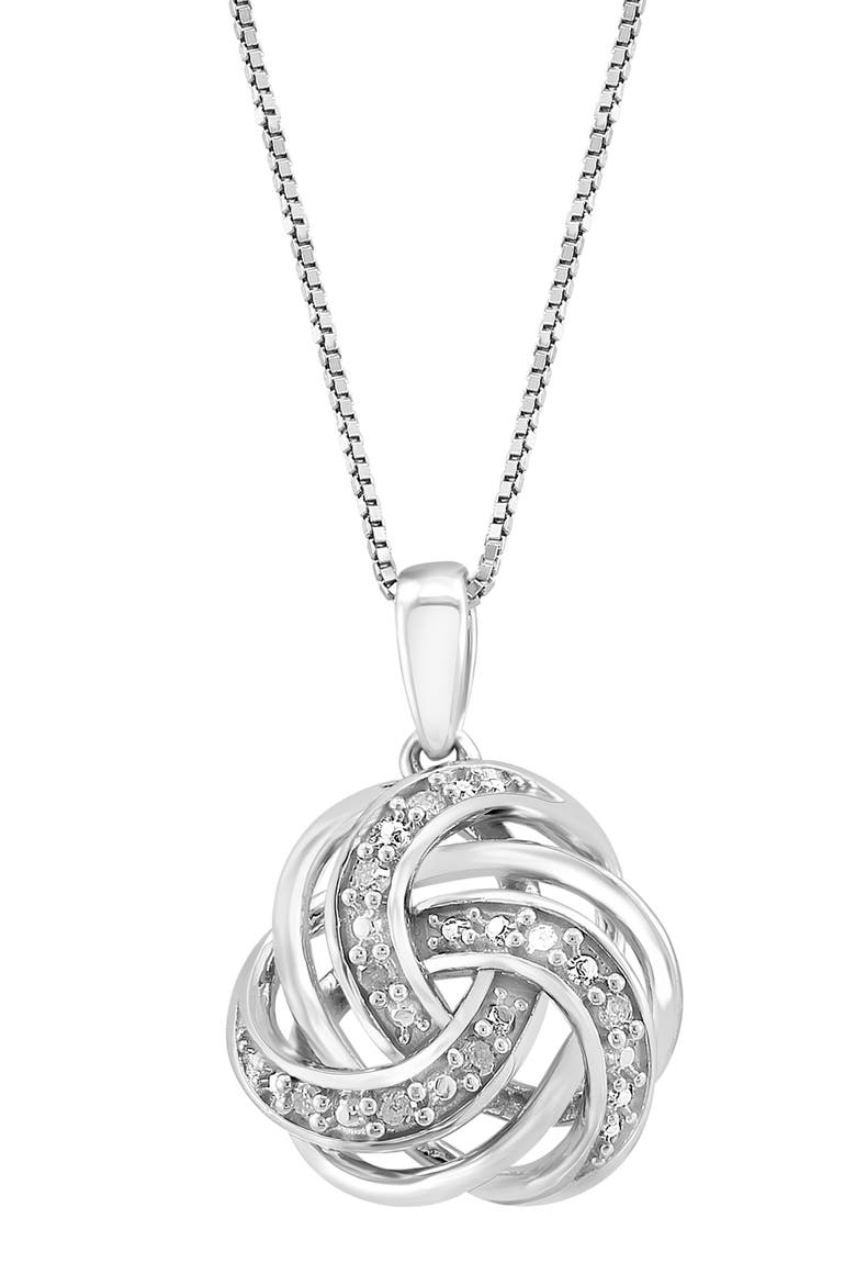 Sterling Silver Diamond Swirl Pendant Necklace, Alternate, color, SILVER