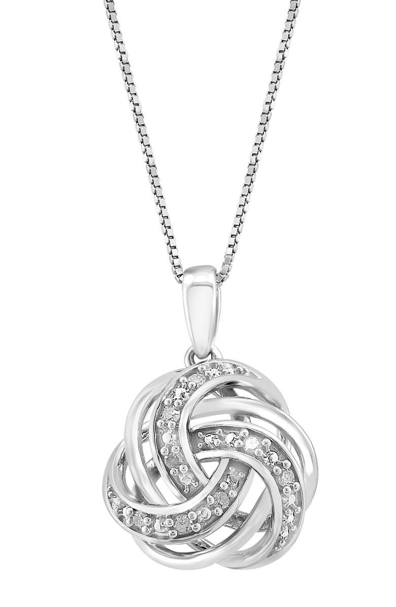 EFFY Sterling Silver Diamond Swirl Pendant Necklace, Alternate, color, Silver