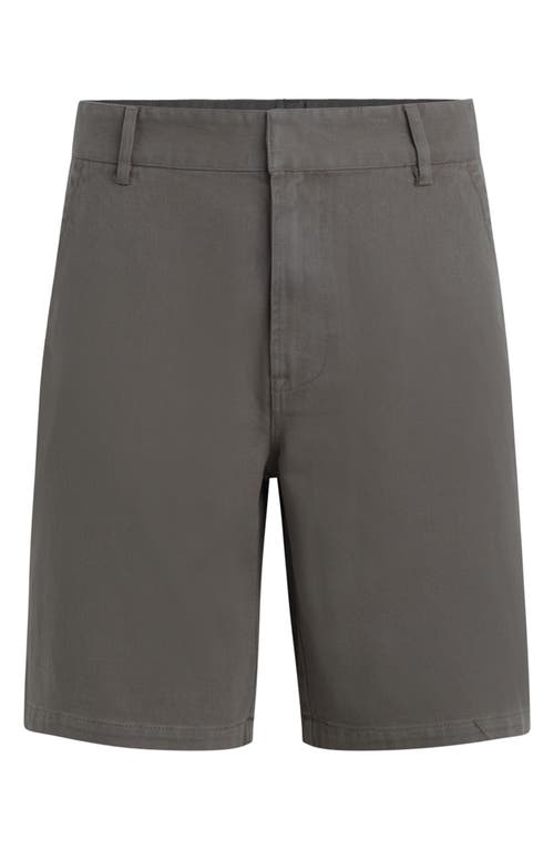 Hudson Jeans Venice Flat Front Grey Cotton Twill Chino Shorts In Castor Grey