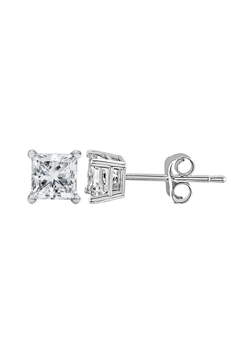 Haus of Brilliance 14K White Gold 1/2 Ct Princess Lab Grown Diamond Solitaire Stud Earrings, Alternate, color, White