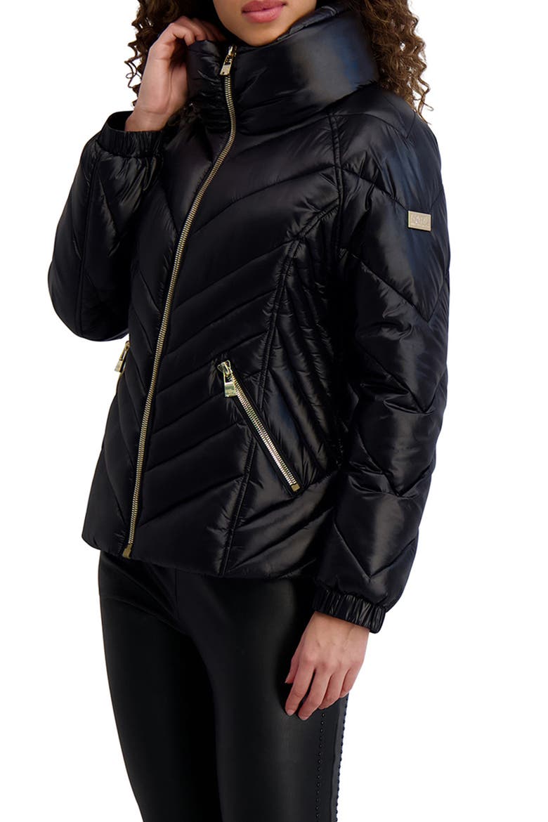 Raglan Sleeve Puffer Jacket, Alternate, color, BLACK