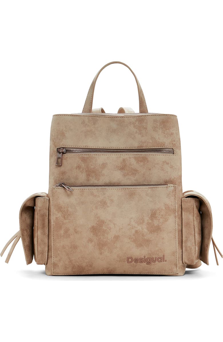 Desigual Mini Faux Leather Backpack, Main, color, Light Beige