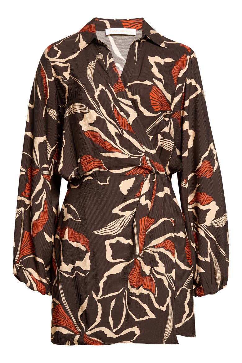 Carolyn Long Sleeve Minidress, Alternate, color, HERITAGE BROWN FLORAL